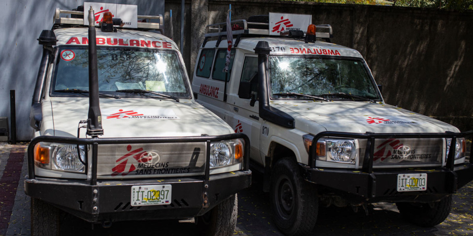 海地太子港的圖爾高急救中心救護車，圖攝於2023年3月3號。©MSF/Alexandre Marcou