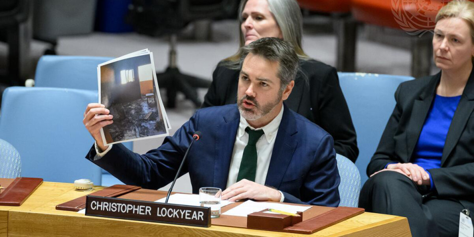 2024年2月22日無國界醫生秘書長克里斯多夫．洛克耶在聯合國安理會發表演說，呼籲在加薩立即持續停火。©UN Photo/Loey Felipe