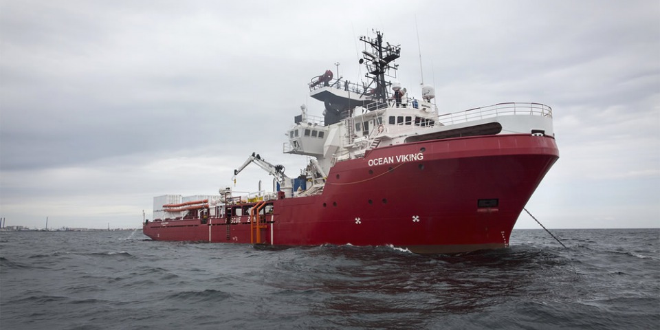 無國界醫生將恢復在地中海中部的搜救任務。圖為參與該次任務的挪威補給船「海洋維京人」，由無國界醫生和SOS MEDITERRANEE組織共同運作。©Anthony Jean/SOS MEDITERRANEE